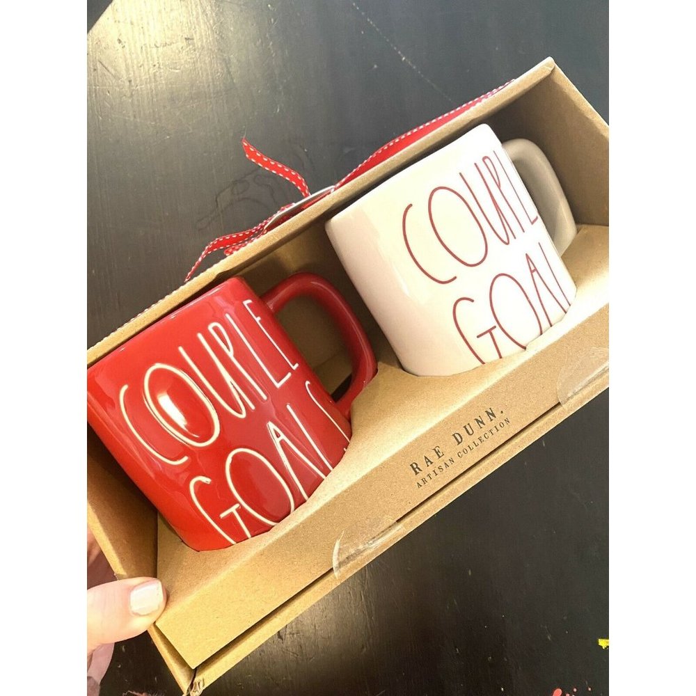 New Rae Dunn COUPLE GOALS Coffee Tea Mugs Set of 2
